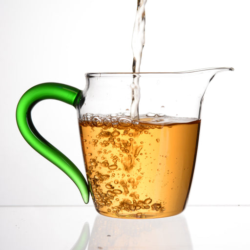 Green Handled "Elegance" Glass Cha Hai | Yunnan Sourcing Tea Shop