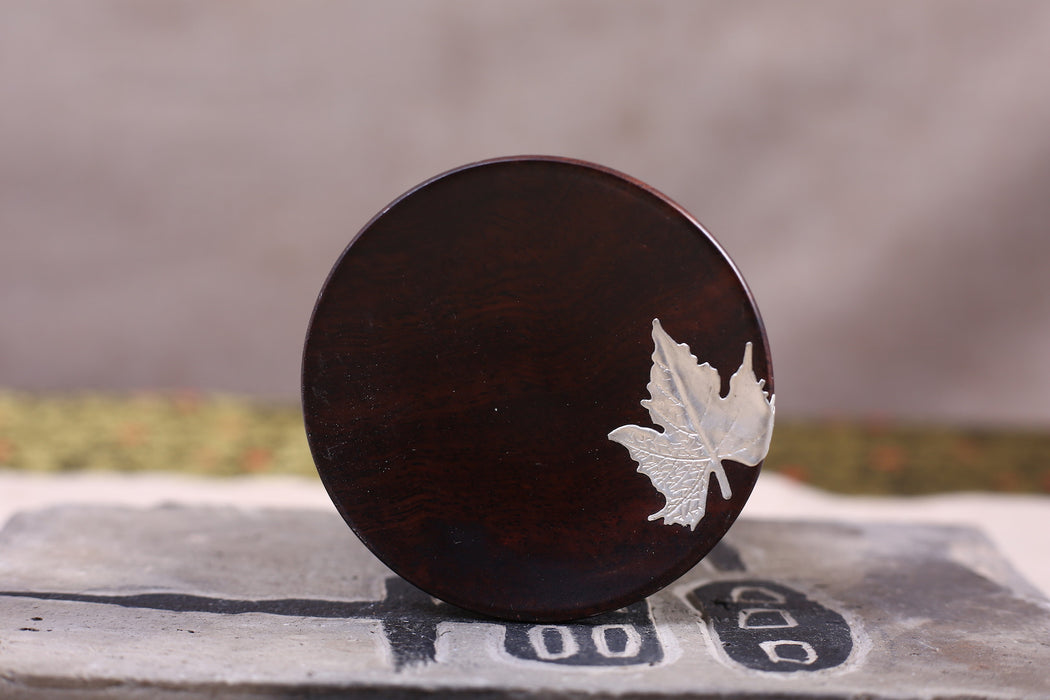 Ebony Hardwood Coasters with Silver Leaf * Set of 2