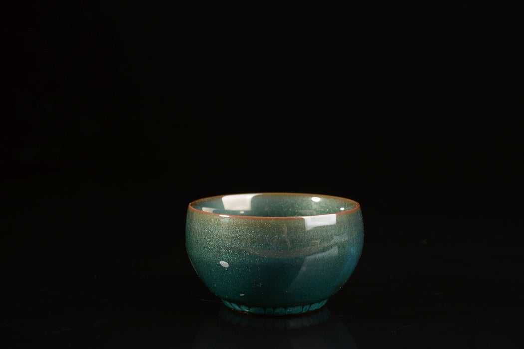 Emerald Sparkle Glazed Ceramic Cups * Set of 2