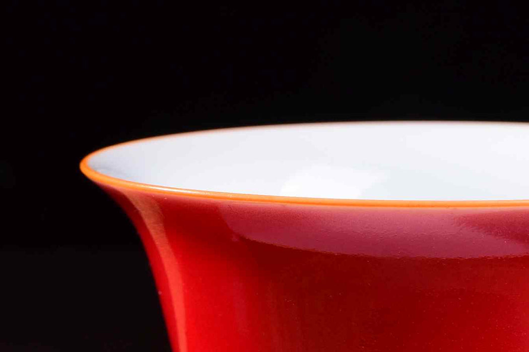 Red Ceramic Gaiwan for Gong Fu Tea Brewing