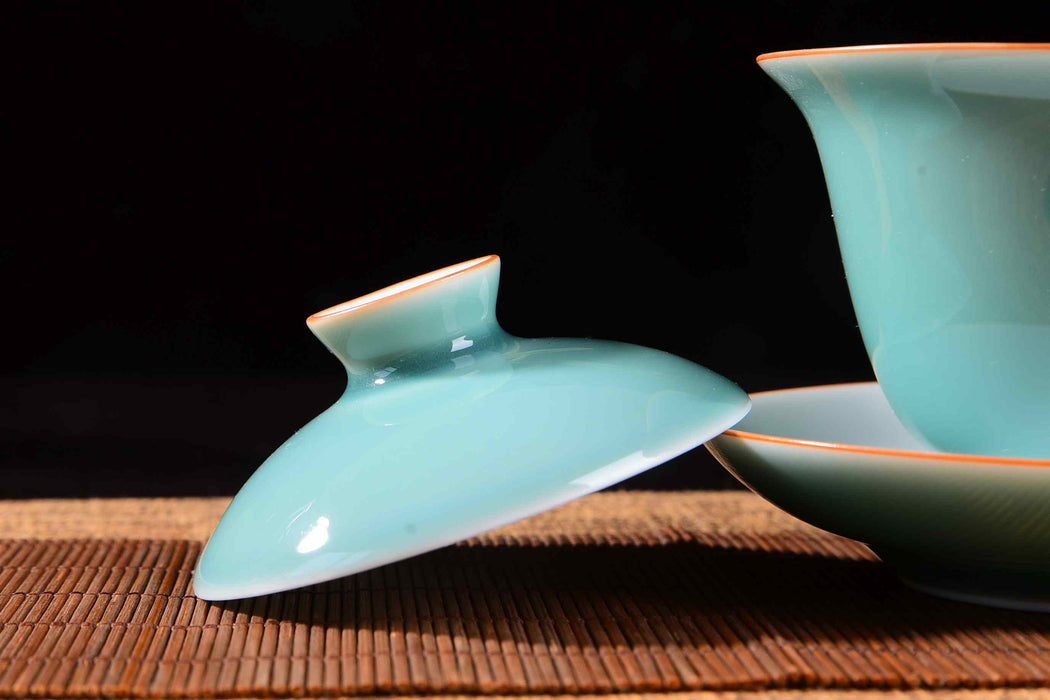 Aqua Blue Ceramic Gaiwan for Gong Fu Tea Brewing