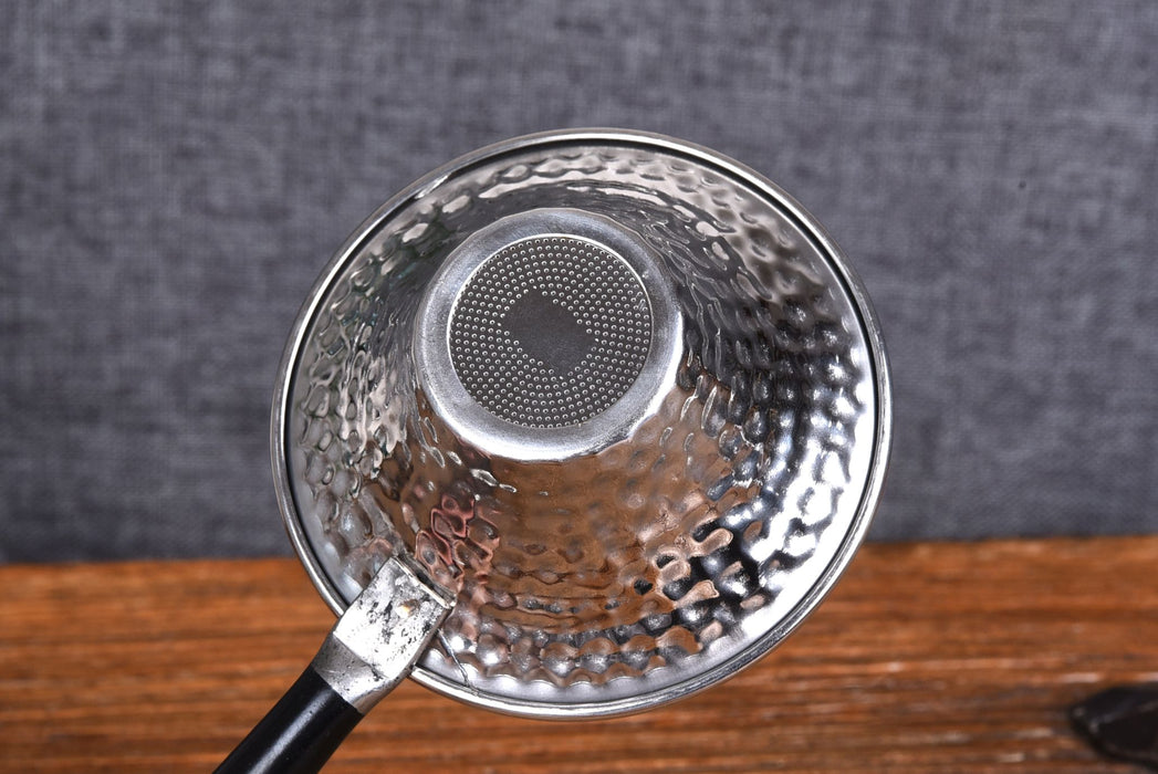 Wood Handle "Hammered" Stainless Steel Strainer