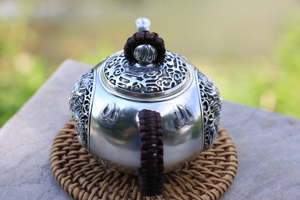 Pure Silver 999 "Lou Kong Dragon" Teapot