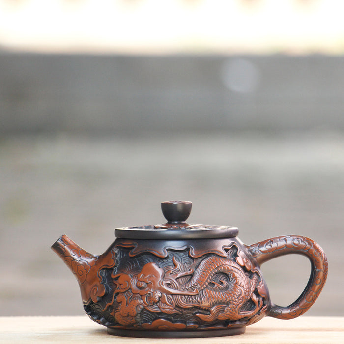 Jian Shui Clay "Dragon & Fish" Teapot by Xiong Liang Hui