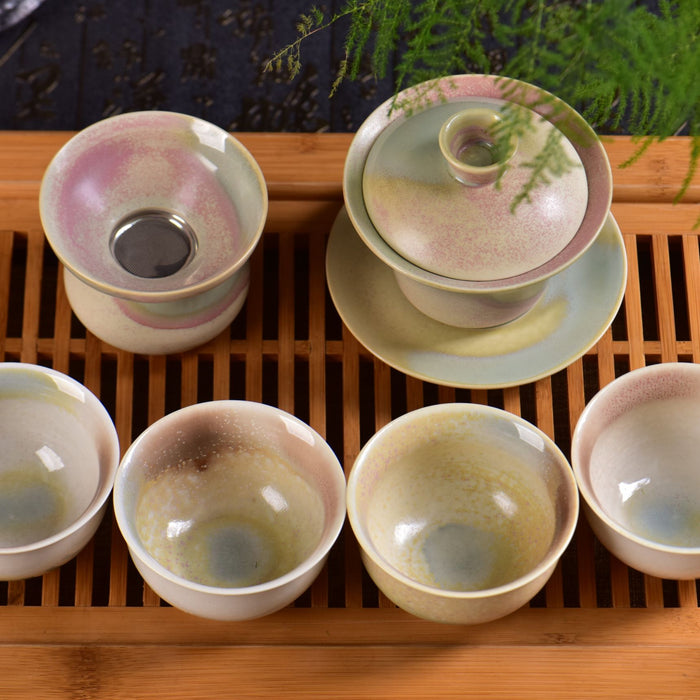 Pretty in Pastel Gaiwan Cups and Strainer