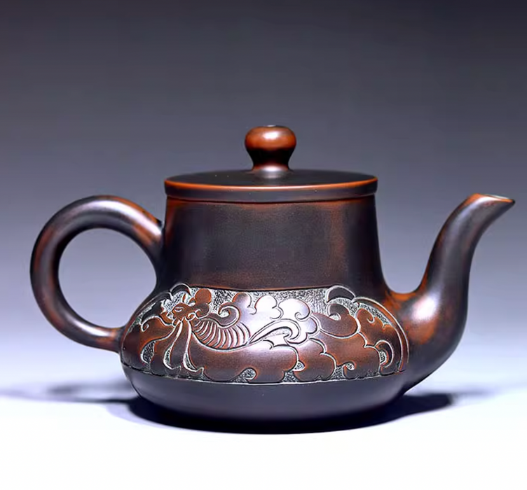 Qin Zhou Nixing Clay Teapot "Dragon and Phoenix" by Hu Ying Hou
