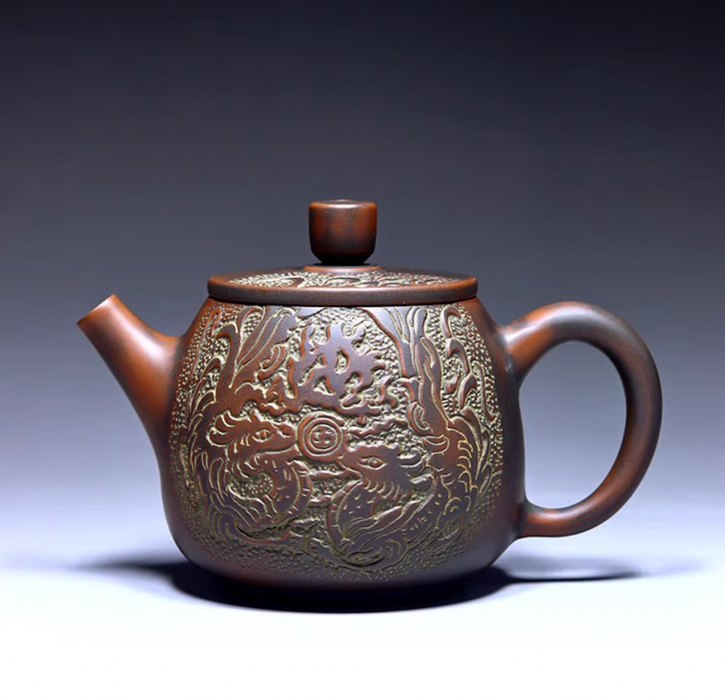 Qin Zhou Nixing Clay Teapot "Long Xian Liu Xiang" by Lu Ji Zu