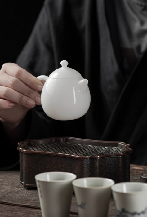 Ice Jade Porcelain "Dragon Egg" Teapot