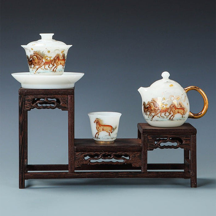 Year of the Horse Ice Jade Porcelain Gongfu Tea Set | Yunnan Sourcing Tea Shop