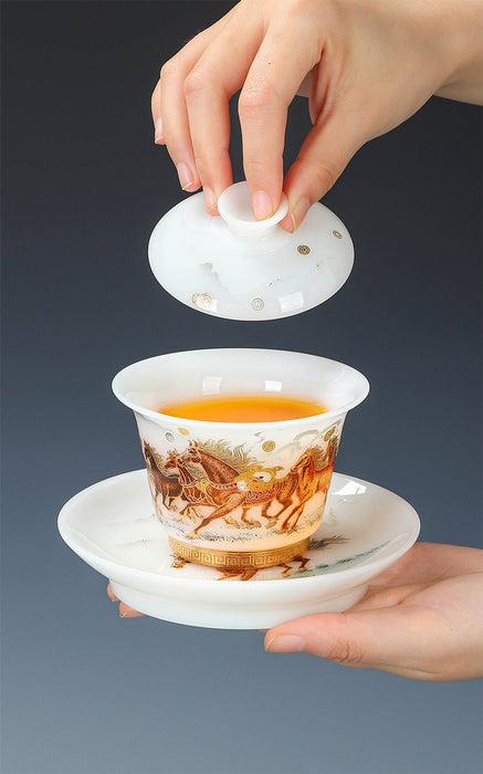Year of the Horse Ice Jade Porcelain Gongfu Tea Set | Yunnan Sourcing Tea Shop