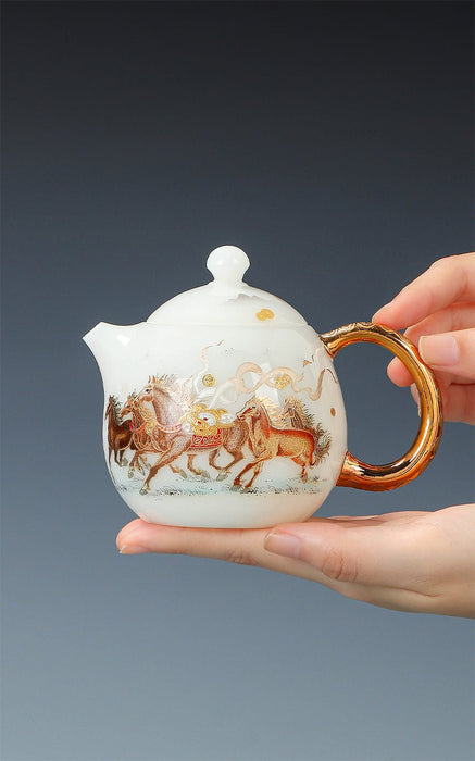 Year of the Horse Ice Jade Porcelain Gongfu Tea Set | Yunnan Sourcing Tea Shop