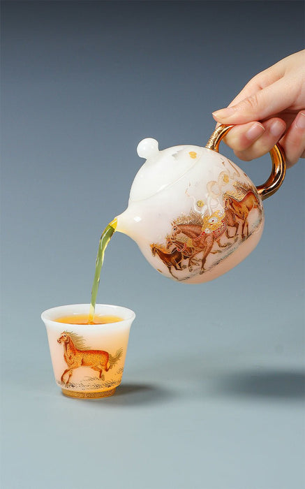 Year of the Horse Ice Jade Porcelain Gongfu Tea Set | Yunnan Sourcing Tea Shop