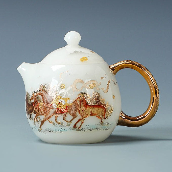 Year of the Horse Ice Jade Porcelain Gongfu Tea Set | Yunnan Sourcing Tea Shop