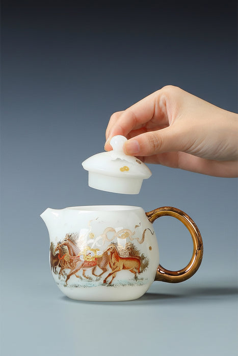 Year of the Horse Ice Jade Porcelain Gongfu Tea Set | Yunnan Sourcing Tea Shop