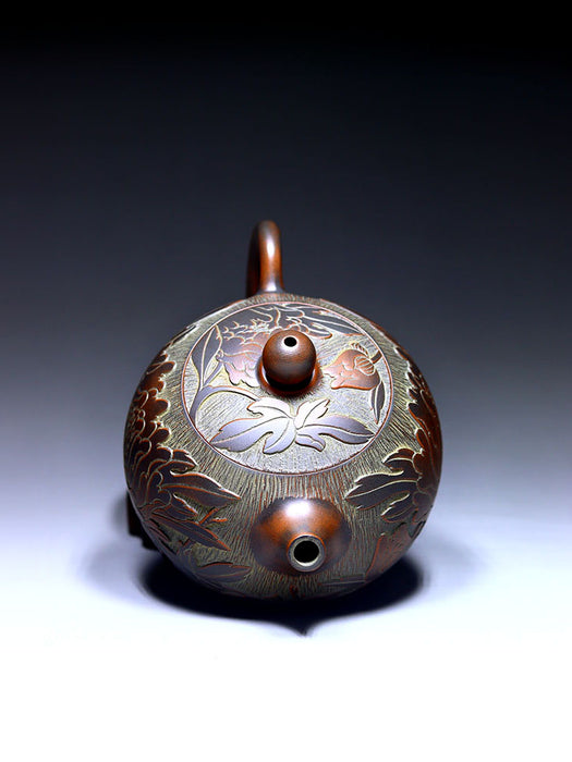Qin Zhou Clay Teapot "Peony Xi Shi" by Hu Ying Jia