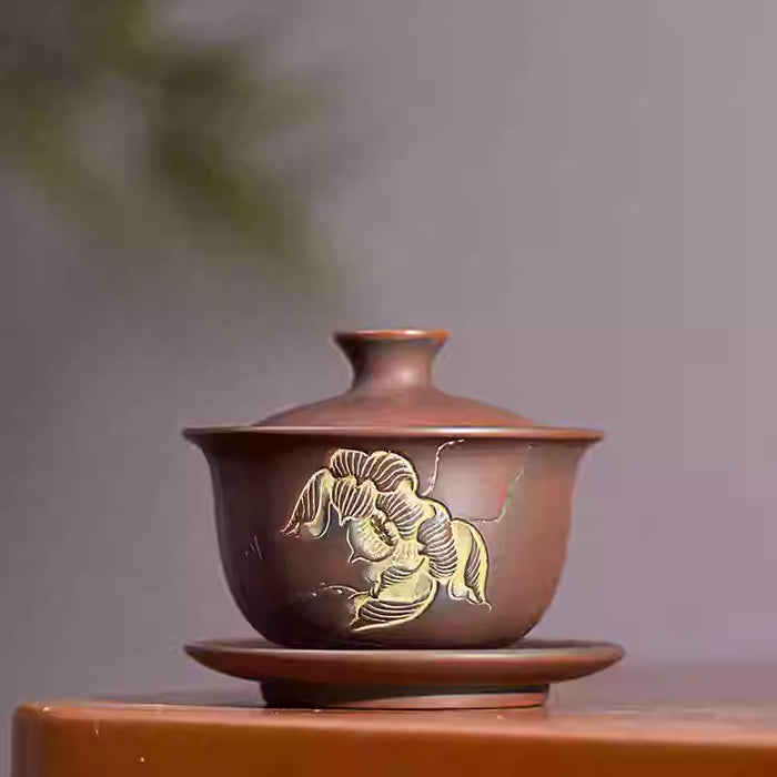 Qin Zhou Nixing Clay "Lotus" Gaiwan by Yuan Chan Jie | Yunnan Sourcing Tea Shop
