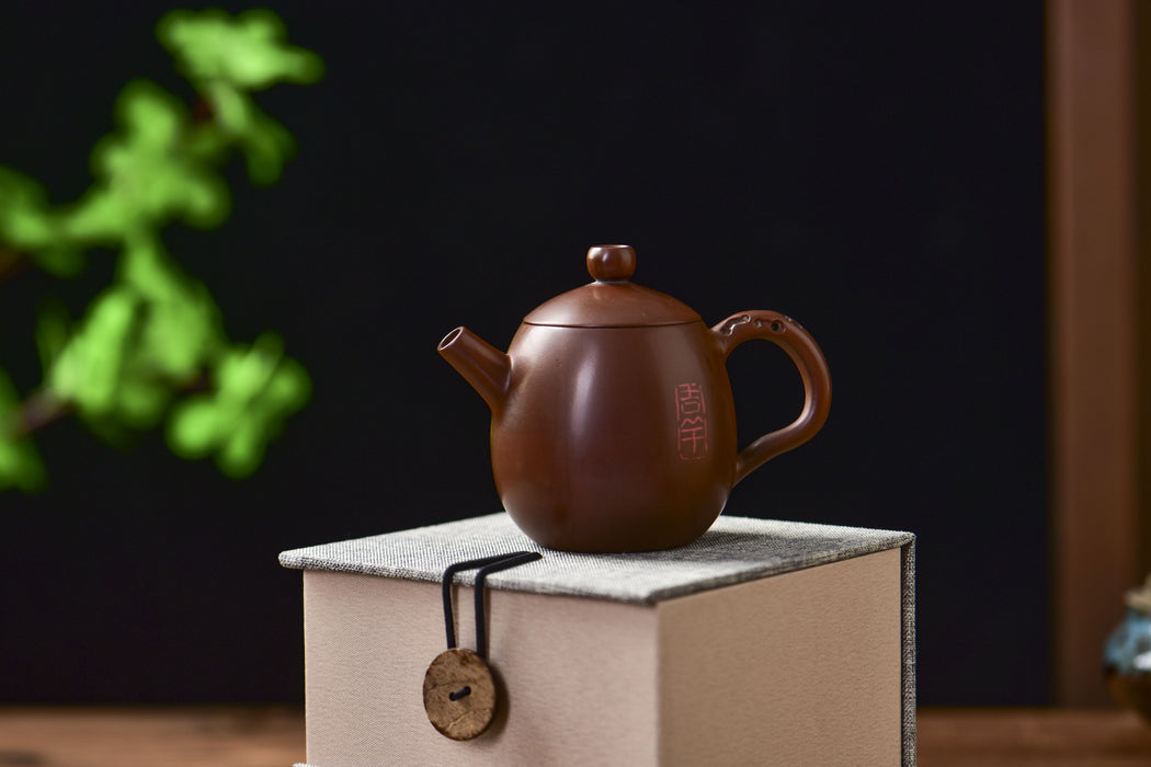 Jian Shui Clay "Plum Branch and Blossom" Dragon Egg Teapot by Zhang Ce