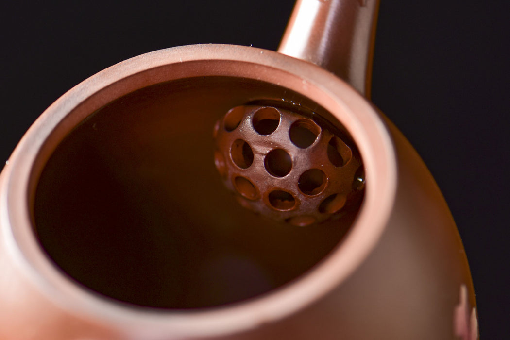 Jian Shui Clay "Plum Branch and Blossom" Dragon Egg Teapot by Zhang Ce
