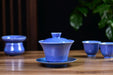 Blue Blossom Glazed Porcelain Gaiwan and Tea Cup Set with Strainer | Yunnan Sourcing Tea Shop