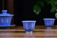 Blue Blossom Glazed Porcelain Gaiwan and Tea Cup Set with Strainer | Yunnan Sourcing Tea Shop