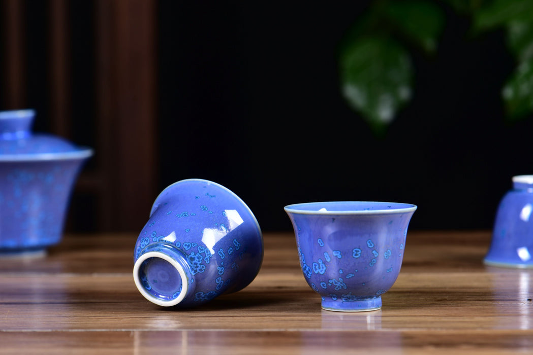Blue Blossom Glazed Porcelain Gaiwan and Tea Cup Set with Strainer | Yunnan Sourcing Tea Shop