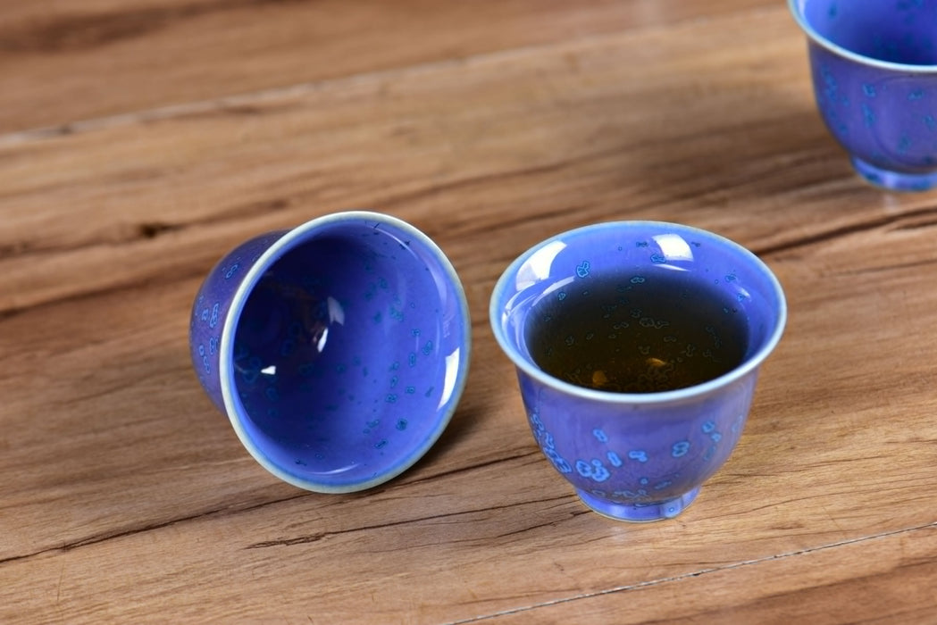 Blue Blossom Glazed Porcelain Gaiwan and Tea Cup Set with Strainer | Yunnan Sourcing Tea Shop