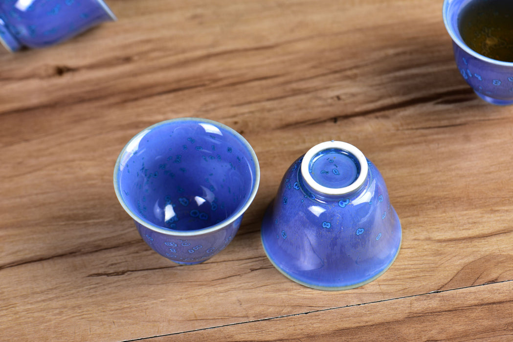 Blue Blossom Glazed Porcelain Gaiwan and Tea Cup Set with Strainer | Yunnan Sourcing Tea Shop