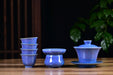 Blue Blossom Glazed Porcelain Gaiwan and Tea Cup Set with Strainer | Yunnan Sourcing Tea Shop