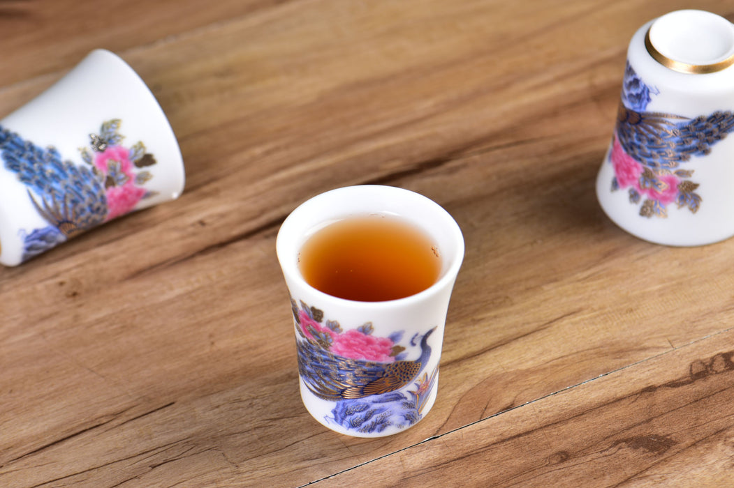 Mutton Fat Ice Jade "Peacock Pageantry" Tea Cup