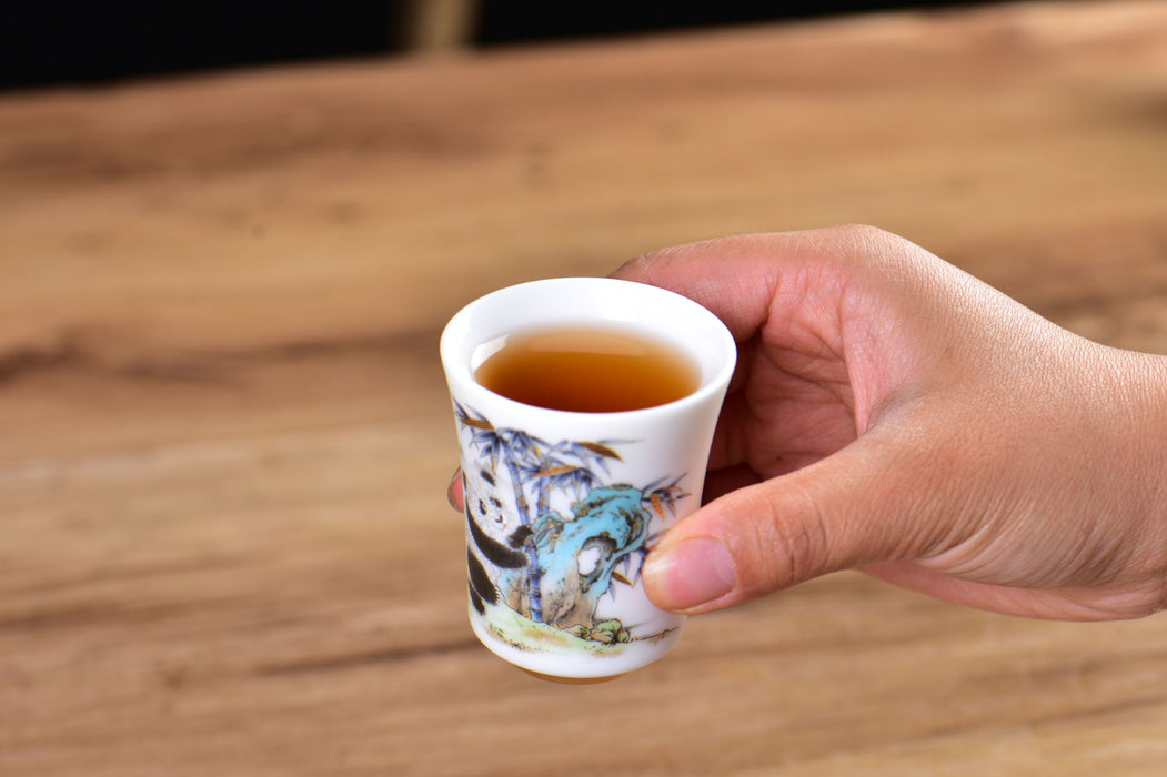 Mutton Fat Ice Jade "Playful Panda" Tea Cup