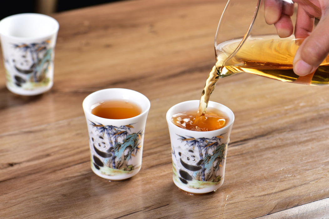 Mutton Fat Ice Jade "Playful Panda" Tea Cup