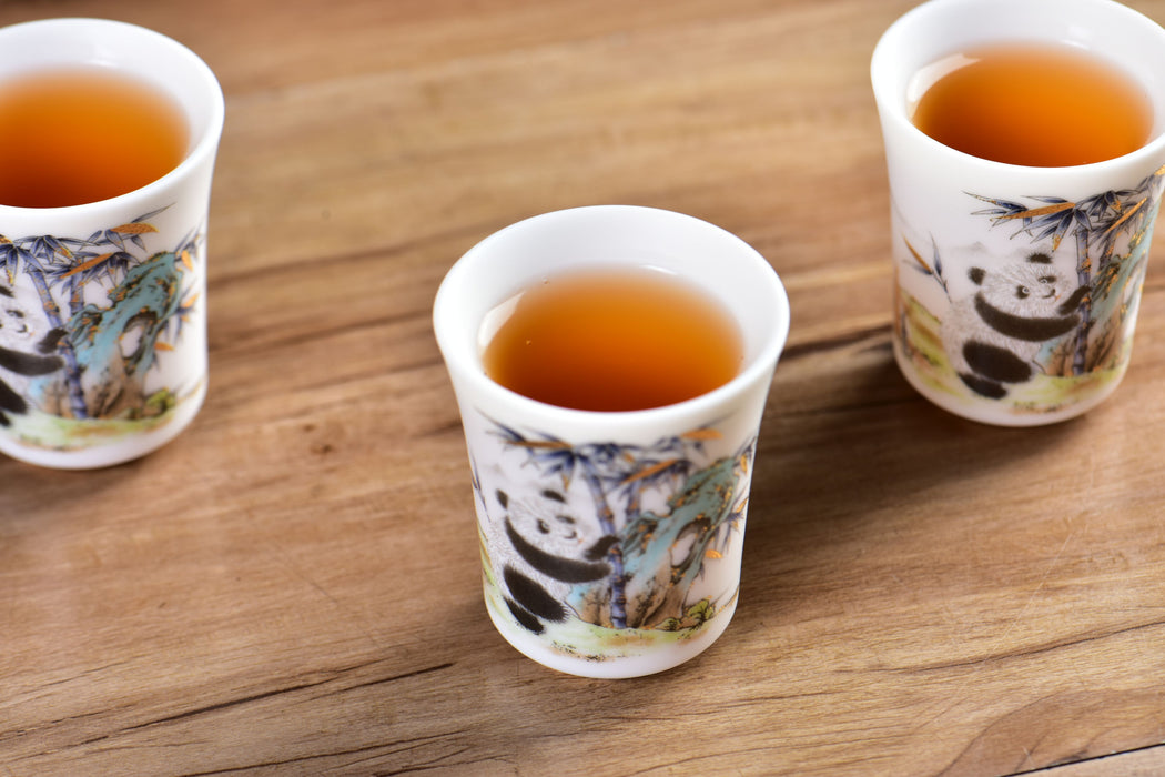 Mutton Fat Ice Jade "Playful Panda" Tea Cup
