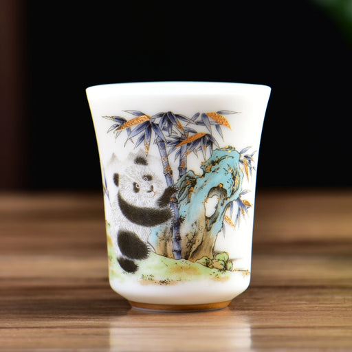 Mutton Fat Ice Jade "Playful Panda" Tea Cup | Yunnan Sourcing Tea Shop