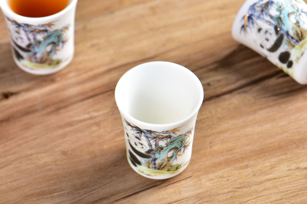 Mutton Fat Ice Jade "Playful Panda" Tea Cup