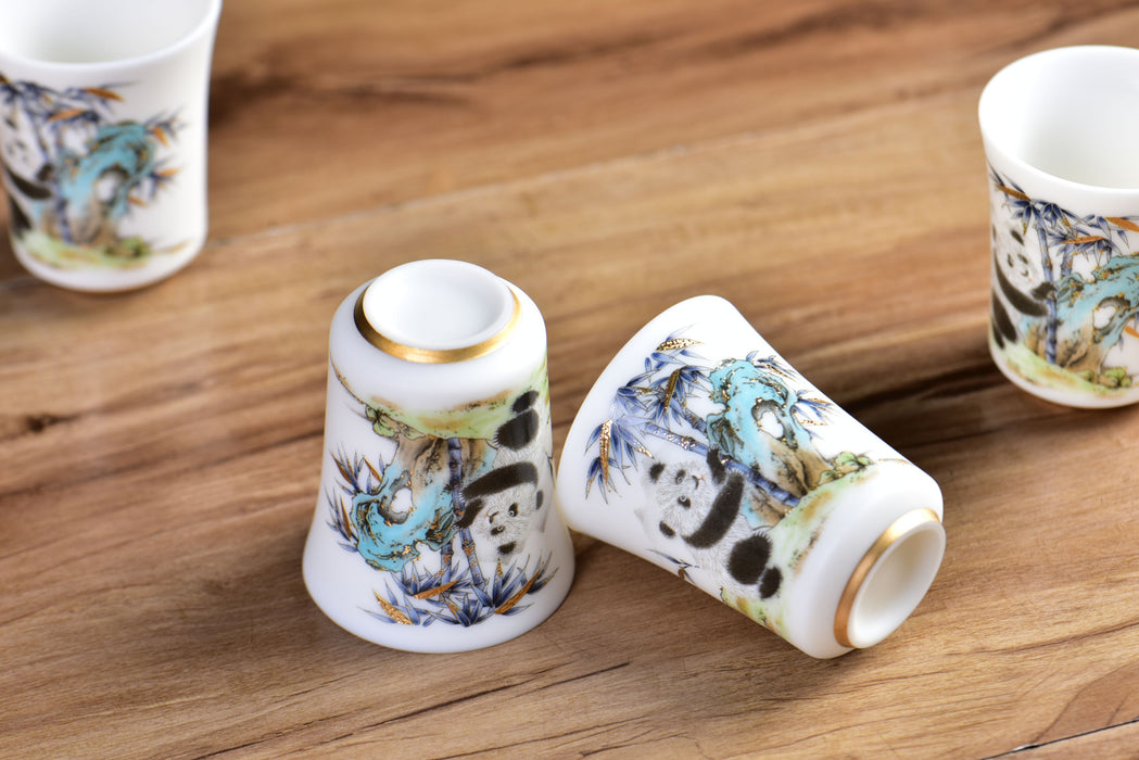 Mutton Fat Ice Jade "Playful Panda" Tea Cup
