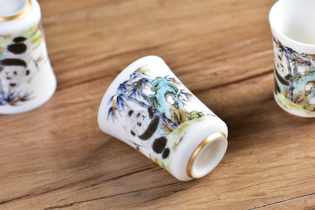 Mutton Fat Ice Jade "Playful Panda" Tea Cup