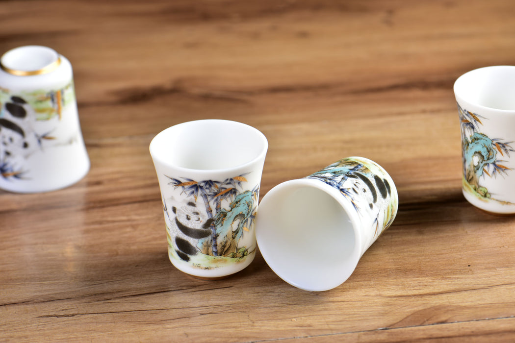 Mutton Fat Ice Jade "Playful Panda" Tea Cup
