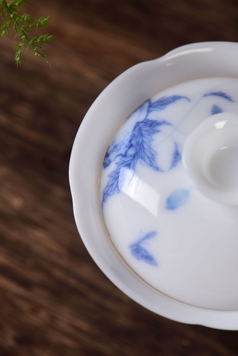 Ice Jade Porcelain "Spring Bounty" Gaiwan and Cups