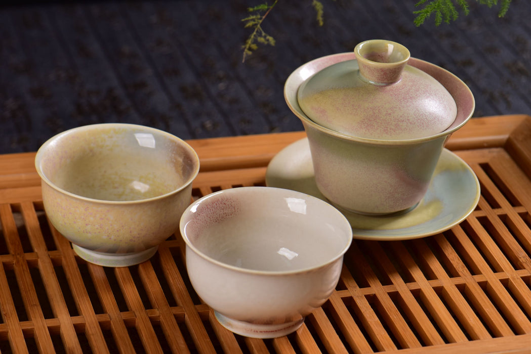 Pretty in Pastel Gaiwan Cups and Strainer