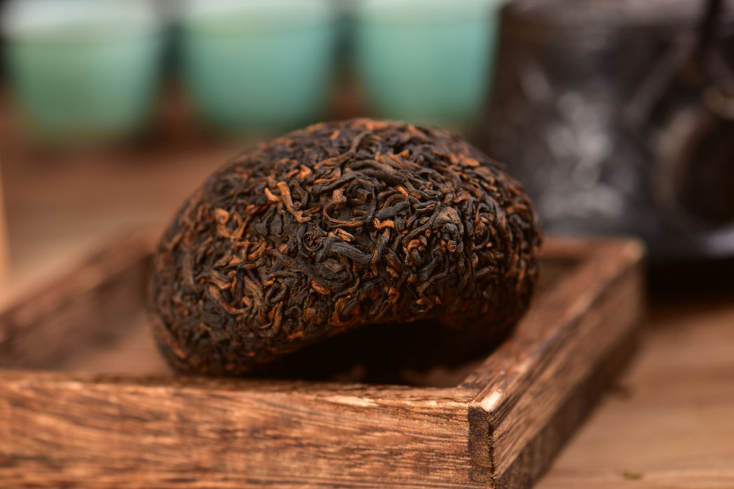 2011 Lao Man'e Brand "Golden Tuo" Certified Organic Ripe Pu-erh Tea | Yunnan Sourcing Tea Shop