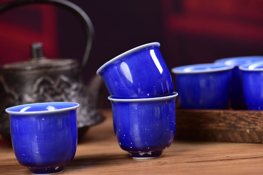 Midnight Glaze Cobalt Blue Porcelain Tea Cups | Yunnan Sourcing Tea Shop