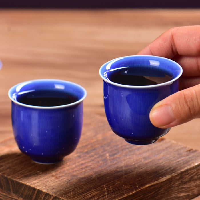 Midnight Glaze Cobalt Blue Porcelain Tea Cups | Yunnan Sourcing Tea Shop