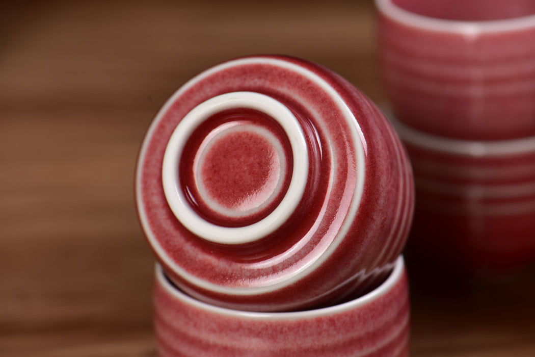 Coral Bloom White-Rimmed Tea Cups | Yunnan Sourcing Tea Shop