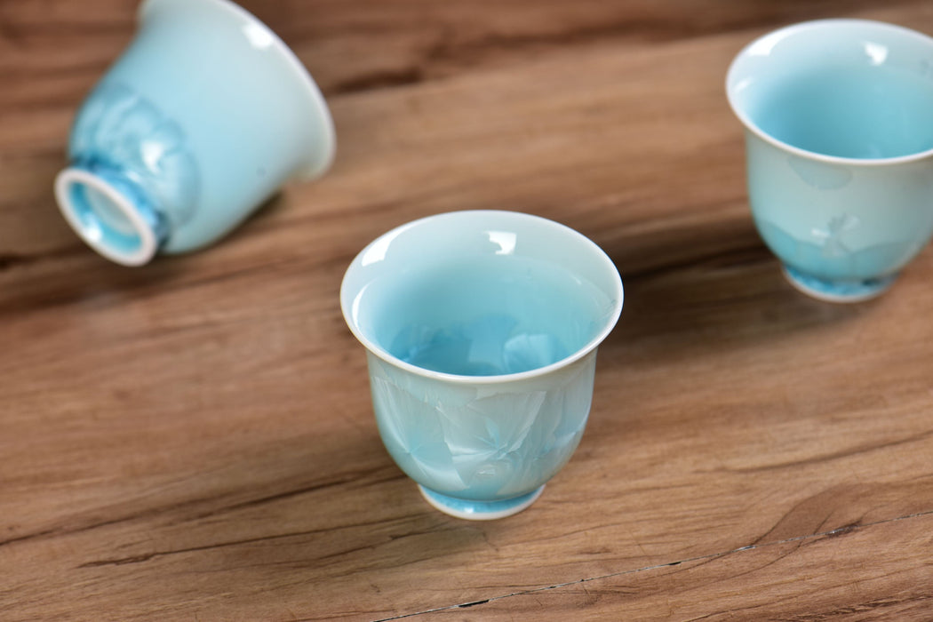 Ice-Blue Snowflake Crystalline Glazed Porcelain Tea Cup | Yunnan Sourcing Tea Shop
