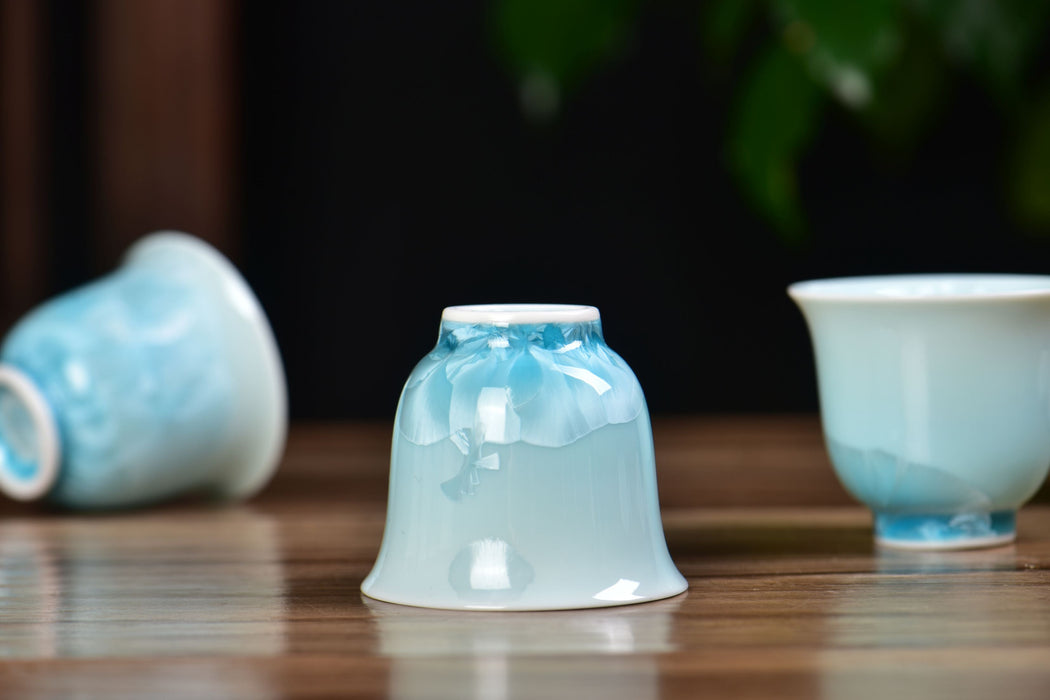Ice-Blue Snowflake Crystalline Glazed Porcelain Tea Cup | Yunnan Sourcing Tea Shop