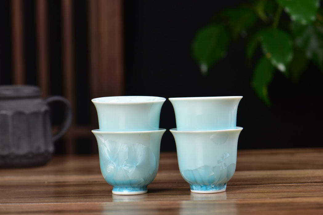 Ice-Blue Snowflake Crystalline Glazed Porcelain Tea Cup | Yunnan Sourcing Tea Shop