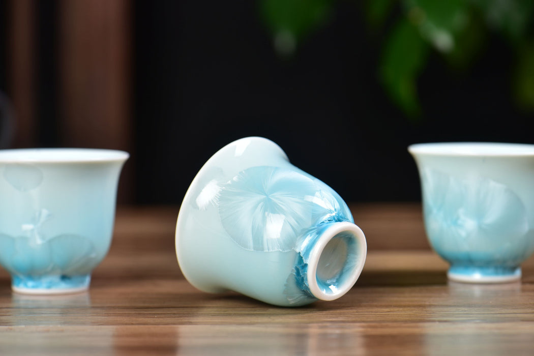 Ice-Blue Snowflake Crystalline Glazed Porcelain Tea Cup | Yunnan Sourcing Tea Shop