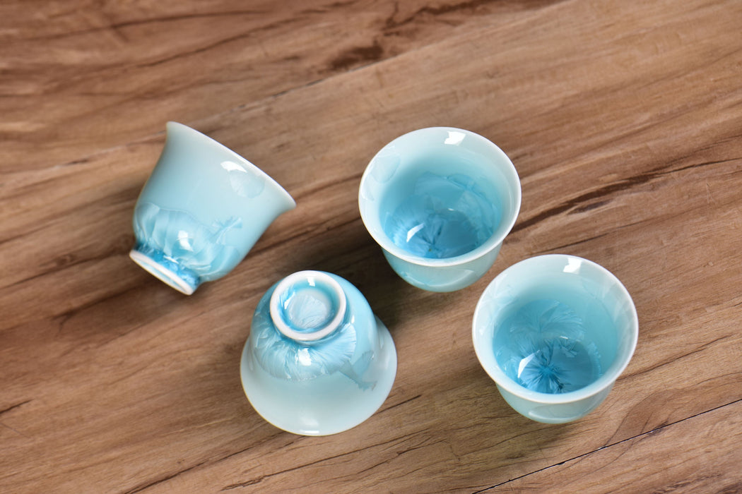 Ice-Blue Snowflake Crystalline Glazed Porcelain Tea Cup | Yunnan Sourcing Tea Shop