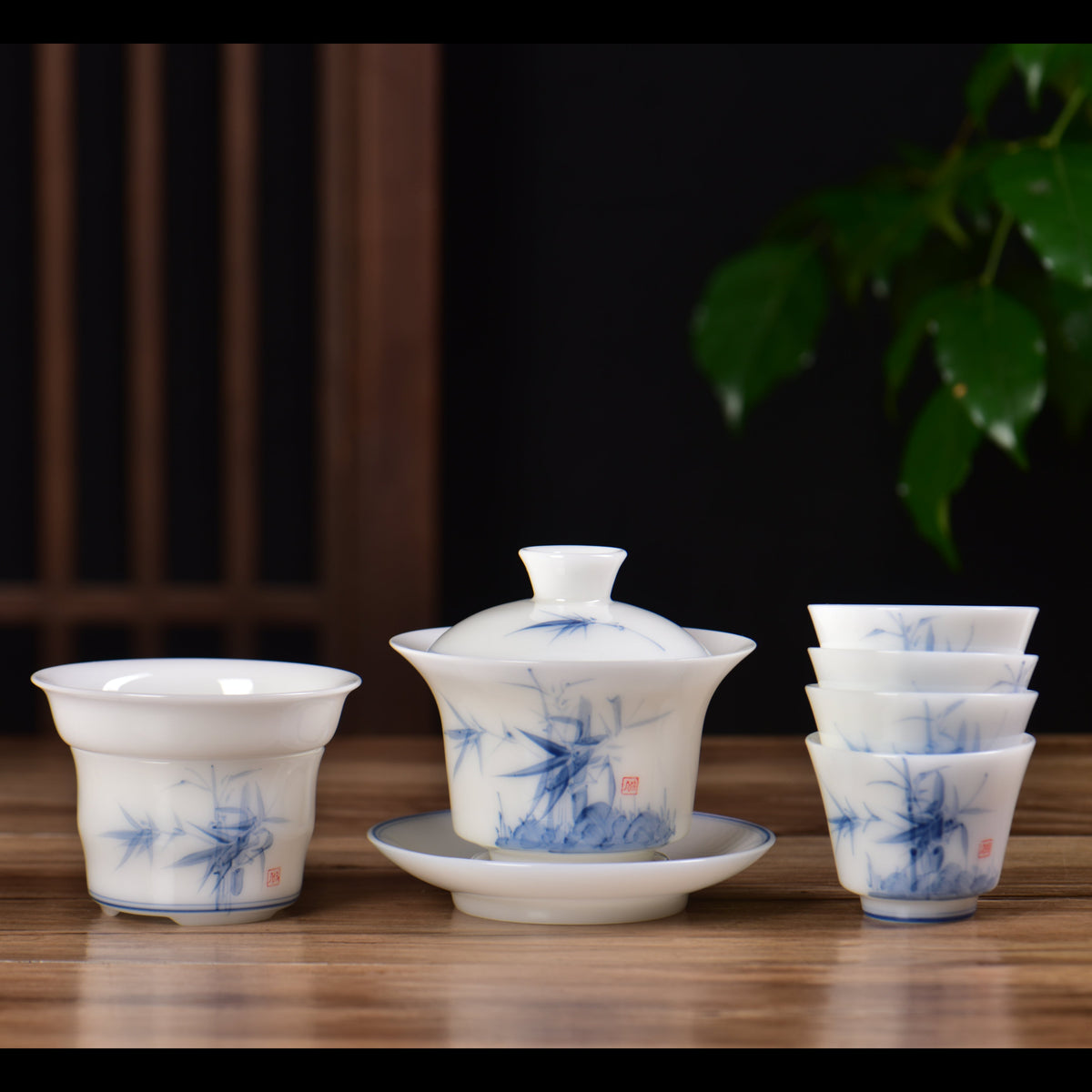 Ice Jade Porcelain “Bamboo Serenity” Tea Set Yunnan Sourcing Tea Shop