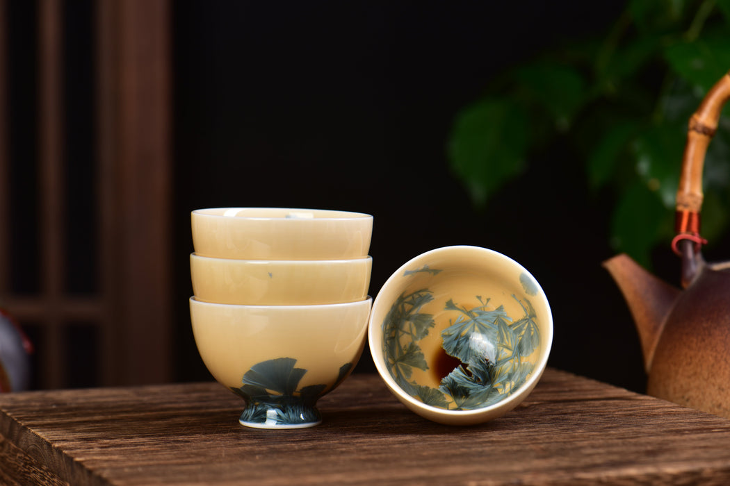 Crystalline Porcelain "Gingko Impressions" Tea Cup | Yunnan Sourcing Tea Shop